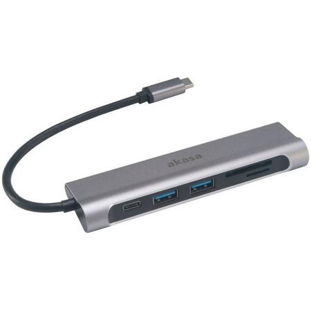 Akasa USB 3.1 Type C 6 In 1 Dock (Power Delivery Type Cx1,USB 3.1Type A x 2/SD,Micro SD Card Reader/4K HDMI)