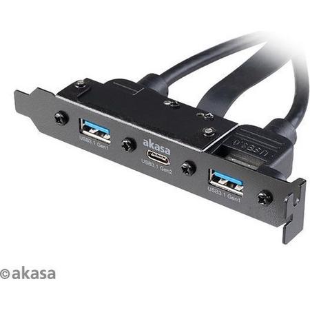 Akasa USB3.1 Gen2 interne adapter kabel en dubbele Gen1 Type-A-poorten