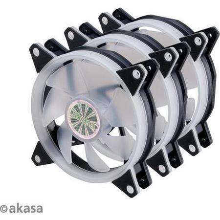 Akasa VEGAS AR7-set, drievoudige adresseerbare RGB LED-ventilator van 120 mm met 1-naar-3 splitter en verlengkabel