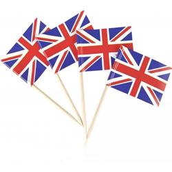 10 x cocktailprikkers Britse vlag - cocktailprikkers vlag - party prikkers 10 stuks – Britse verjaardag - verjaardag – Engeland - Prikkers–feestprikkers – feest