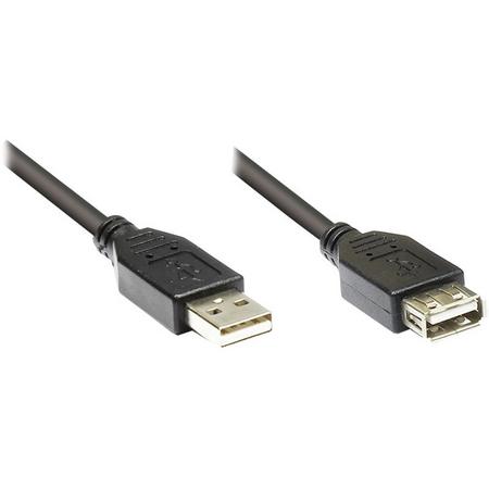 Alcasa 2511-P2S USB-kabel 1,8 m USB A Mannelijk Vrouwelijk Zwart