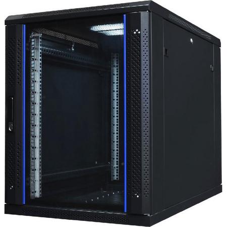 Alfaco 19-6015 - 15U Serverkast - 19 met glazen voordeur, voor onder de bureaus (BxDxH) 600x1000x769mm