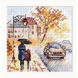 Borduurpakket Alisa - Autumn in de City - Wet Boulevard - telpatroon om zelf te borduren