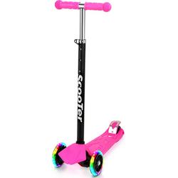 Kinderstep - Step -  Met lichtgevende wielen - voor Jongens en Meisjes - Vanaf 3-12 Jaar - In 4 hoogtes verstelbaar - Aluminium -  Roze