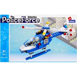 AlleBlox - Politie Helikopter- KinderSpeelgoed- 19/9/7 cm- Bouwen - Blauw