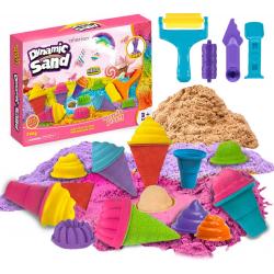 Allerion Magic Kinetic Sand Set Ice Cream – IJsjes Thema - Verschillende Kleuren – Inclusief Vormpjes en Accessoires