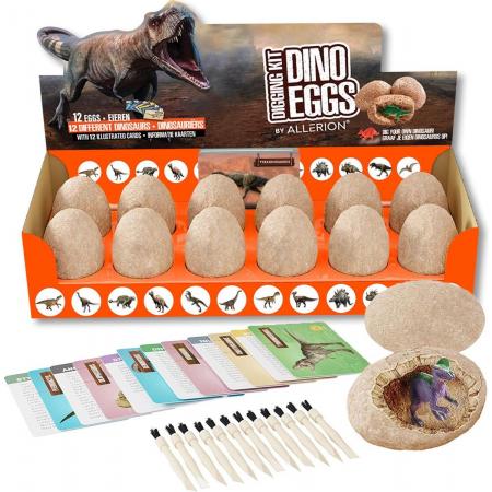 Allerion® Dinosaurus Graaf Kit - Met 12 Unieke Dinos - Educatief Speelgoed - Archeologie speelset - Inclusief Nederlandse Handleiding