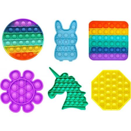 Allerion® Pop It Fidget Toy - Rainbow Color Set van 6
