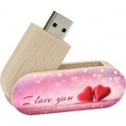 I love you hout twister usb stick 64gb model 1020 – Valentijnsdag cadeau, Liefde cadeau, Ik hou van jou, valentijn cadeautje,