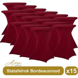 Alora Statafelrok bordeauxrood 80 cm per 15 - Alora tafelrok voor statafel - Statafelhoes - Bruiloft - Cocktailparty - Stretch Rok - Set van 15