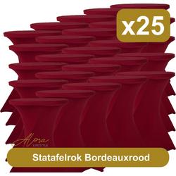Alora Statafelrok bordeauxrood 80 cm per 25 - Alora tafelrok voor statafel - Statafelhoes - Bruiloft - Cocktailparty - Stretch Rok - Set van 25