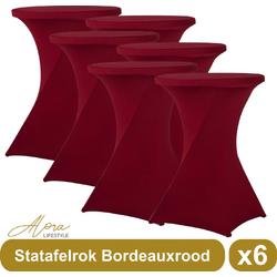 Alora Statafelrok bordeauxrood 80 cm per 6 - Alora tafelrok voor statafel - Statafelhoes - Bruiloft - Cocktailparty - Stretch Rok - Set van 6