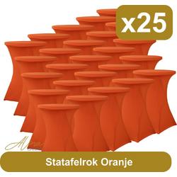 Alora Statafelrok oranje 80 cm per 25 - Alora tafelrok voor statafel - Statafelhoes - Bruiloft - Cocktailparty - Stretch Rok - Set van 25