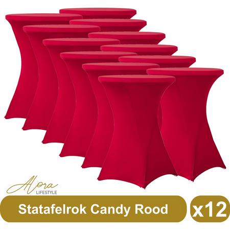 Statafelrok candy rood 80 cm - per 15 - partytafel - Alora tafelrok voor statafel - Statafelhoes - Bruiloft - Cocktailparty - Stretch Rok - Set van 15