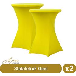 Statafelrok geel 80 cm - per 2 - partytafel - Alora tafelrok voor statafel - Statafelhoes - Bruiloft - Cocktailparty - Stretch Rok - Set van 2