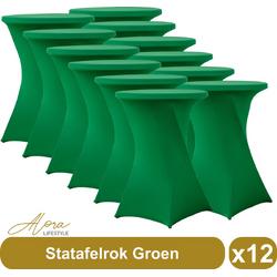Statafelrok groen 80 cm - per 12 - partytafel - Alora tafelrok voor statafel - Statafelhoes - Bruiloft - Cocktailparty - Stretch Rok - Set van 12