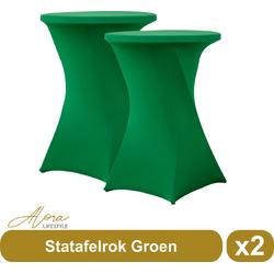Statafelrok groen 80 cm - per 2 - partytafel - Alora tafelrok voor statafel - Statafelhoes - Bruiloft - Cocktailparty - Stretch Rok - Set van 2