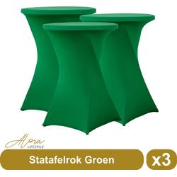 Statafelrok groen 80 cm - per 3 - partytafel - Alora tafelrok voor statafel - Statafelhoes - Bruiloft - Cocktailparty - Stretch Rok - Set van 3