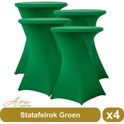 Statafelrok groen 80 cm - per 4 - partytafel - Alora tafelrok voor statafel - Statafelhoes - Bruiloft - Cocktailparty - Stretch Rok - Set van 4