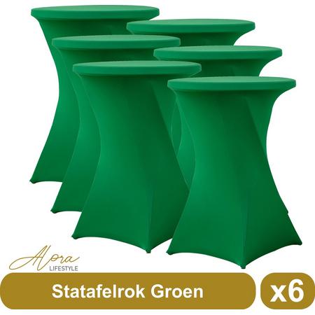 Statafelrok groen 80 cm - per 6 - partytafel - Alora tafelrok voor statafel - Statafelhoes - Bruiloft - Cocktailparty - Stretch Rok - Set van 6
