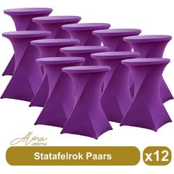 Statafelrok paars 80 cm per 12 - partytafel - Alora tafelrok voor statafel - Statafelhoes - Bruiloft - Cocktailparty - Stretch Rok - Set van 12