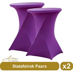 Statafelrok paars 80 cm per 2 - partytafel - Alora tafelrok voor statafel - Statafelhoes - Bruiloft - Cocktailparty - Stretch Rok - Set van 2