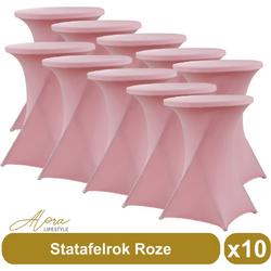 Statafelrok roze 80 cm per 10 - partytafel - Alora tafelrok voor statafel - Statafelhoes - Bruiloft - Cocktailparty - Stretch Rok - Set van 10