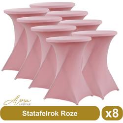 Statafelrok roze 80 cm per 8 - partytafel - Alora tafelrok voor statafel - Statafelhoes - Bruiloft - Cocktailparty - Stretch Rok - Set van 8