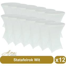 Statafelrok wit 80 cm - per 12 - partytafel - Alora tafelrok voor statafel - Statafelhoes - Bruiloft - Cocktailparty - Stretch Rok - Set van 12