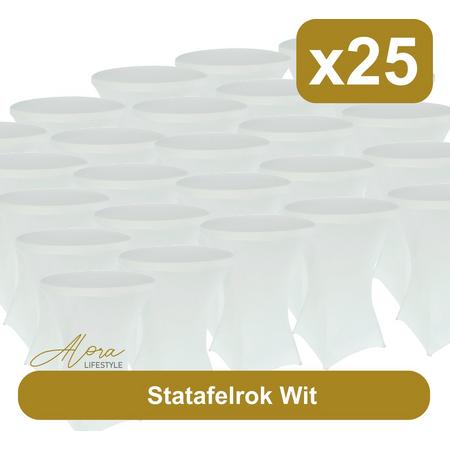 Statafelrok wit 80 cm - per 25 - partytafel - Alora tafelrok voor statafel - Statafelhoes - Bruiloft - Cocktailparty - Stretch Rok - Set van 25