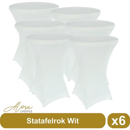 Statafelrok wit 80 cm - per 6 - partytafel - Alora tafelrok voor statafel - Statafelhoes - Bruiloft - Cocktailparty - Stretch Rok - Set van 6