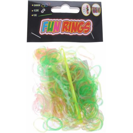 Amigo Fun Rings armband vlechten geel/groen/roze 313-delig