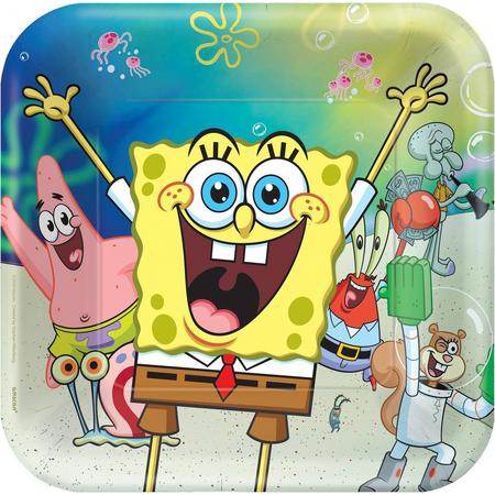 8 vierkante borden Spongebob (23cm)