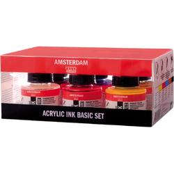Acrylinkt basic set 6 kleuren 30 ml flacons