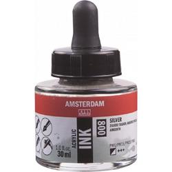 Amsterdam Acrylic Ink Fles 30 ml Zilver 800