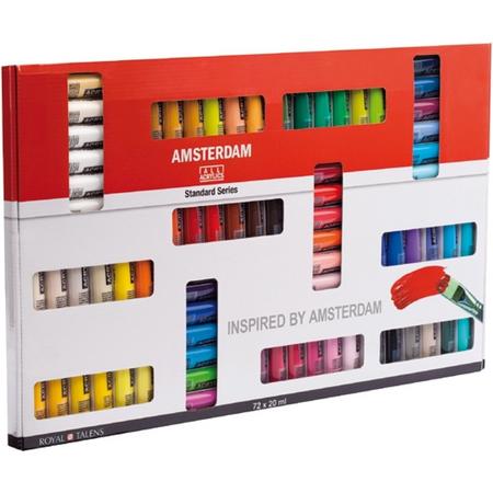 Standard acrylverf set 72 kleuren 20 ml tubes