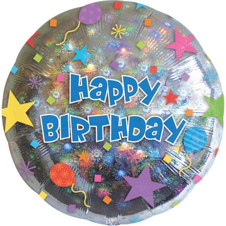 Anagram Folieballon Happy Birthday 20,5 Cm Zilver
