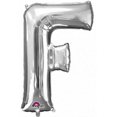 Letter F ballon zilver 86 cm