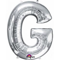 Letter G ballon zilver 86 cm