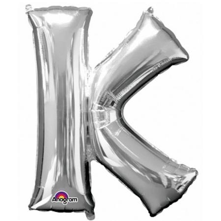 Letter K ballon zilver 86 cm