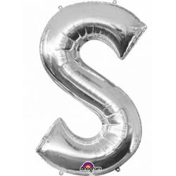 Letter S ballon zilver 86 cm