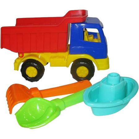 Androni Vrachtwagen met hark en schep primaire kleuren