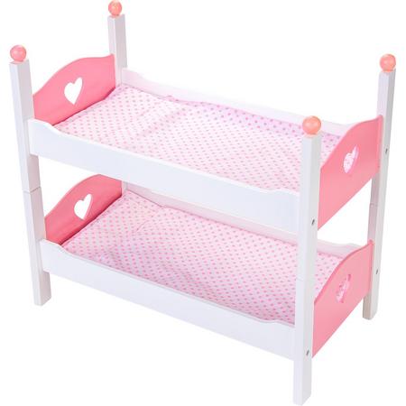 Angel Toys Poppenstapelbed poppenbed - Hout - Wit/Roze