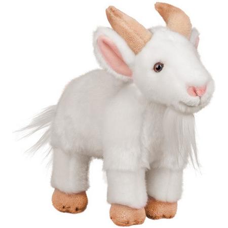 Pluche knuffeldier witte geit 24 cm - Boerderij dieren speelgoed knuffels
