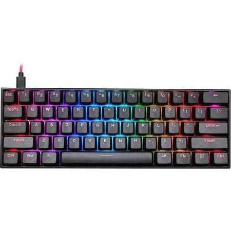Anne Pro 2 - Qwerty - Mechanisch Gaming Toetsenbord 60% - RGB - Bluetooth - Mechanical Gaming Keyboard - KailhBox Brown Switch - Zwarte Kleur