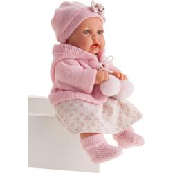Antonio Juan mini babypopje met geluid in roze kleding 26 cm