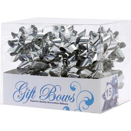 Apac Metalen Galaxy Gift Bows - 15 Pack (Zilver)