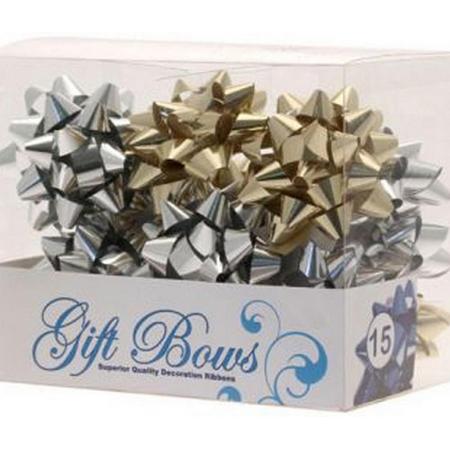 Apac Metalen Galaxy Gift Bows - 15 Pack (Zilver/Goud)