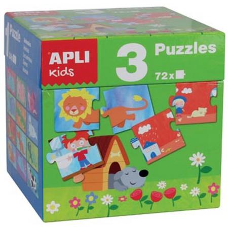 Apli Kids puzzels assortiment, doos met 3 puzzels