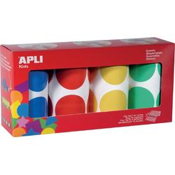 Apli Kids stickers XL cirkels, diameter 45 mm, doos met 4 rollen in 4 kleuren
